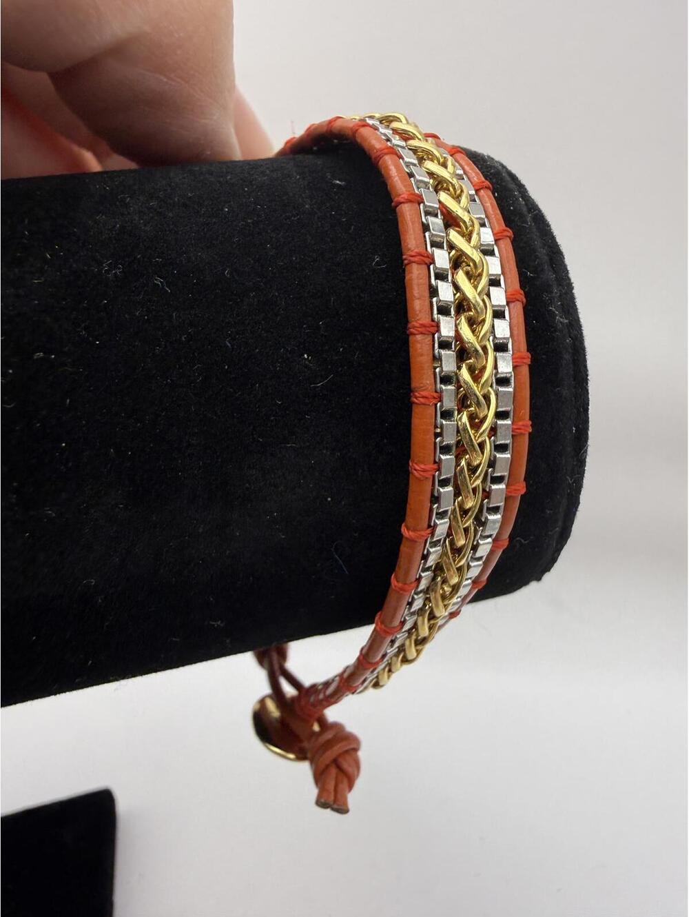 Stella & Dot Multi-Chain Leather Wrap Bracelet